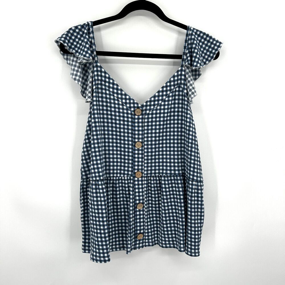 Belle BELLDINI Designer Blue White Gingham Check - Wizard of OZ Top XL